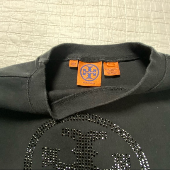 TORY BURCH BLACK COTTON LONG SLEEVED TOP Size XS - Picture 4 of 8